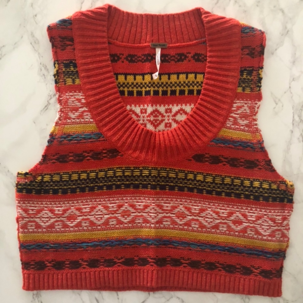 Free People  Fields of Fair-Isle Cropped Sweater